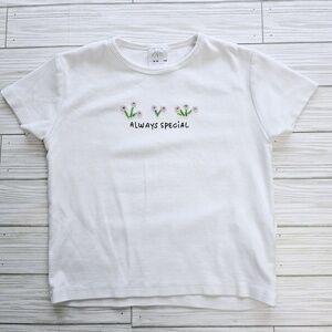 Zaraβ Girls White Floral Always Special Short Sleeve Top -Size 9-10